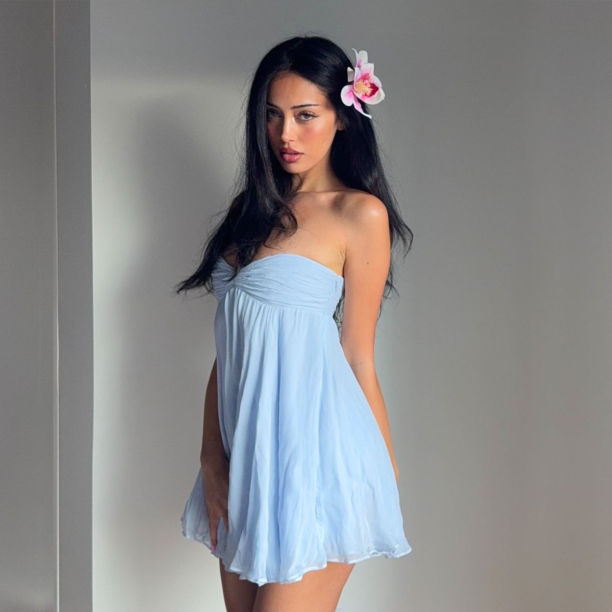 Sweet Off-Shoulder Solid Tube Dress