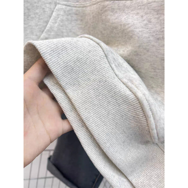 Retro Fleece-Lined Hooded Sweatshirt for Women
