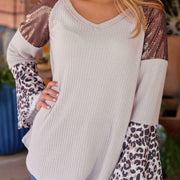 Chic Leopard Print Sequin Pullover Sweater