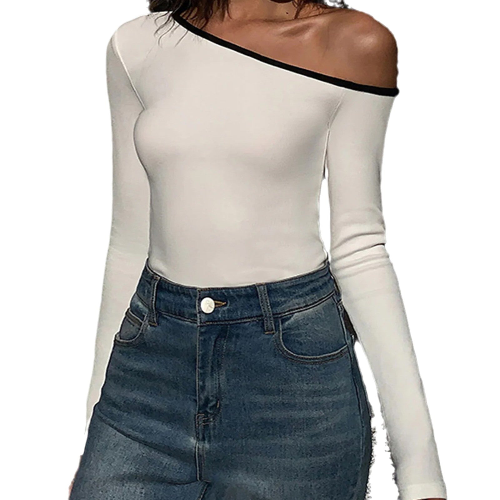 Women's Off-Shoulder Long-Sleeve Crop Top