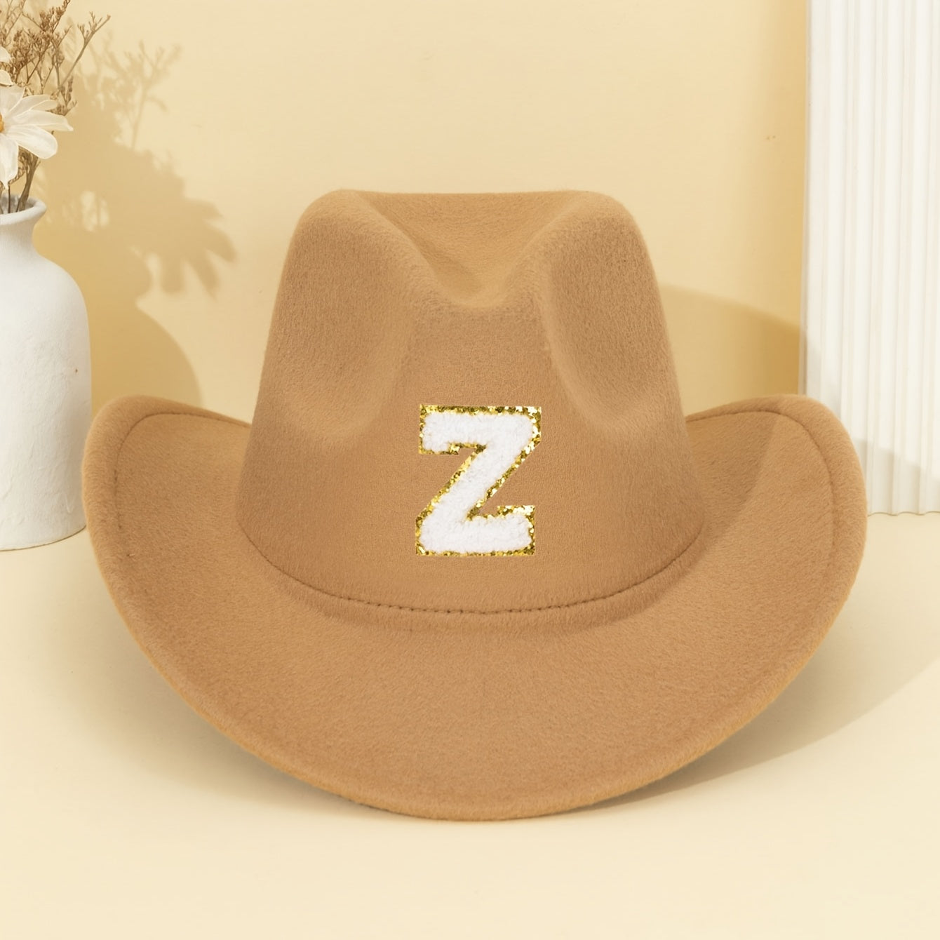 Khaki Alphabet Letter Fedora Hat