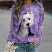 Women's 3D Digital Print Round Neck Fashion Sweater