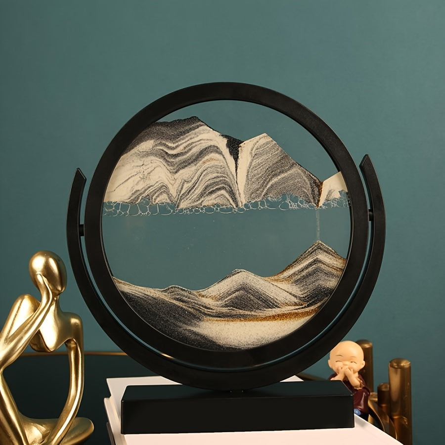 Quicksand painting desktop art display with modern frame design
