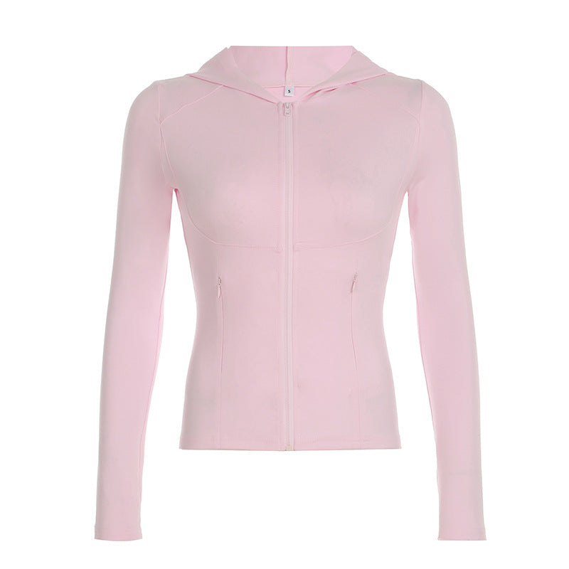 Women's Slim-Fit Zip Yoga Top Long Sleeve Sports Shirt