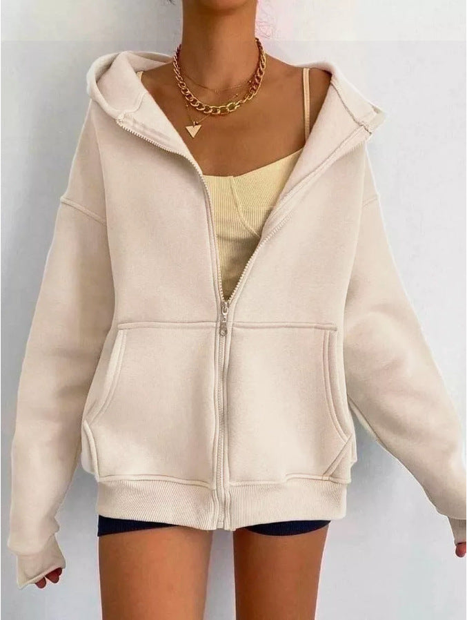Women's Cozy Zipper Hooded Cardigan Coat