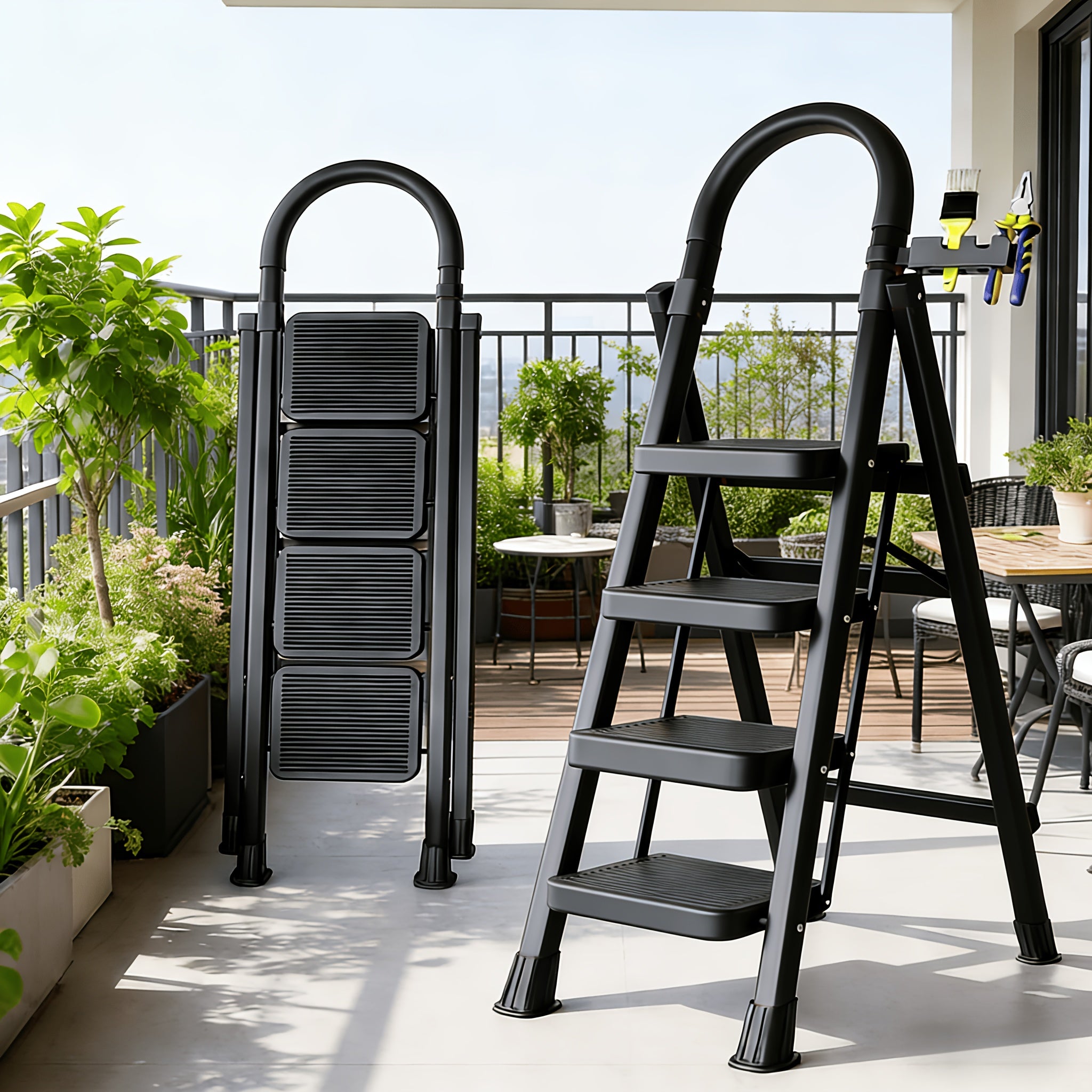 Heavy-Duty Folding Ladder (500 lbs Load Capacity)