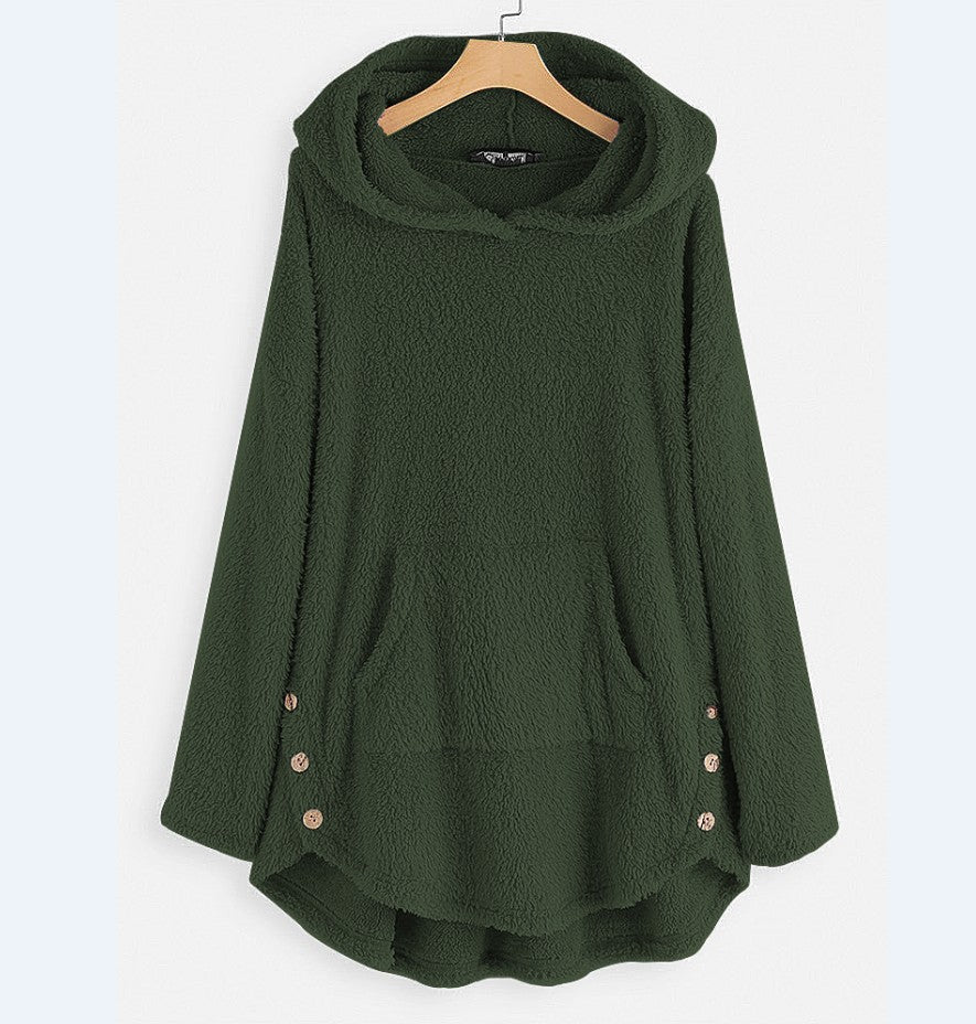 Women's Double-Sided Fleece Hooded Pullover Sweater
