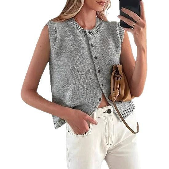 Single-breasted Hot Selling Sleeveless Knitted Vest