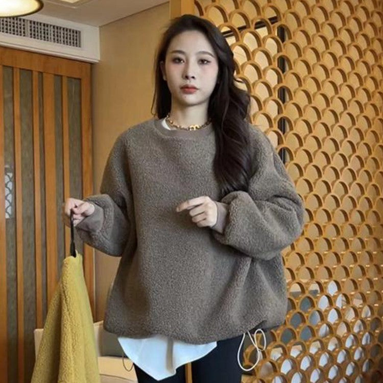 Lazy Wind Lambswool Round Neck Sweater Female