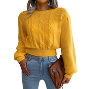 Chic Lantern Sleeve Waist-Tucked Sweater