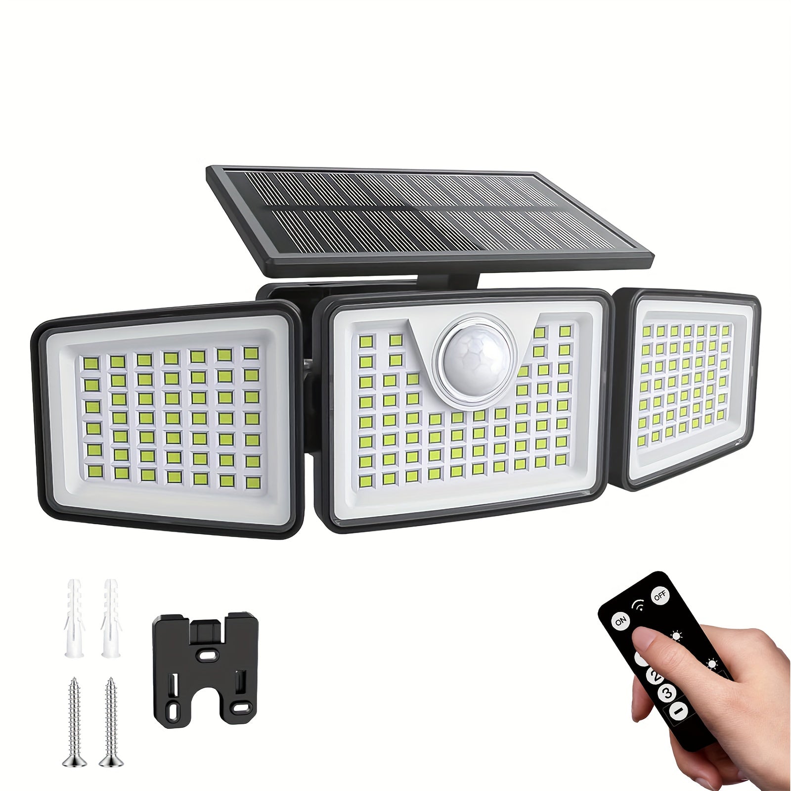 2500 Lm Solar Lights For Outdoors With Motion Sensor, 3-Head 270° Wide Angle Street Area Lights, IP65 Waterproof Security Lighting With 3 Modes And Remote Control, Suitable For Yard, Patio...