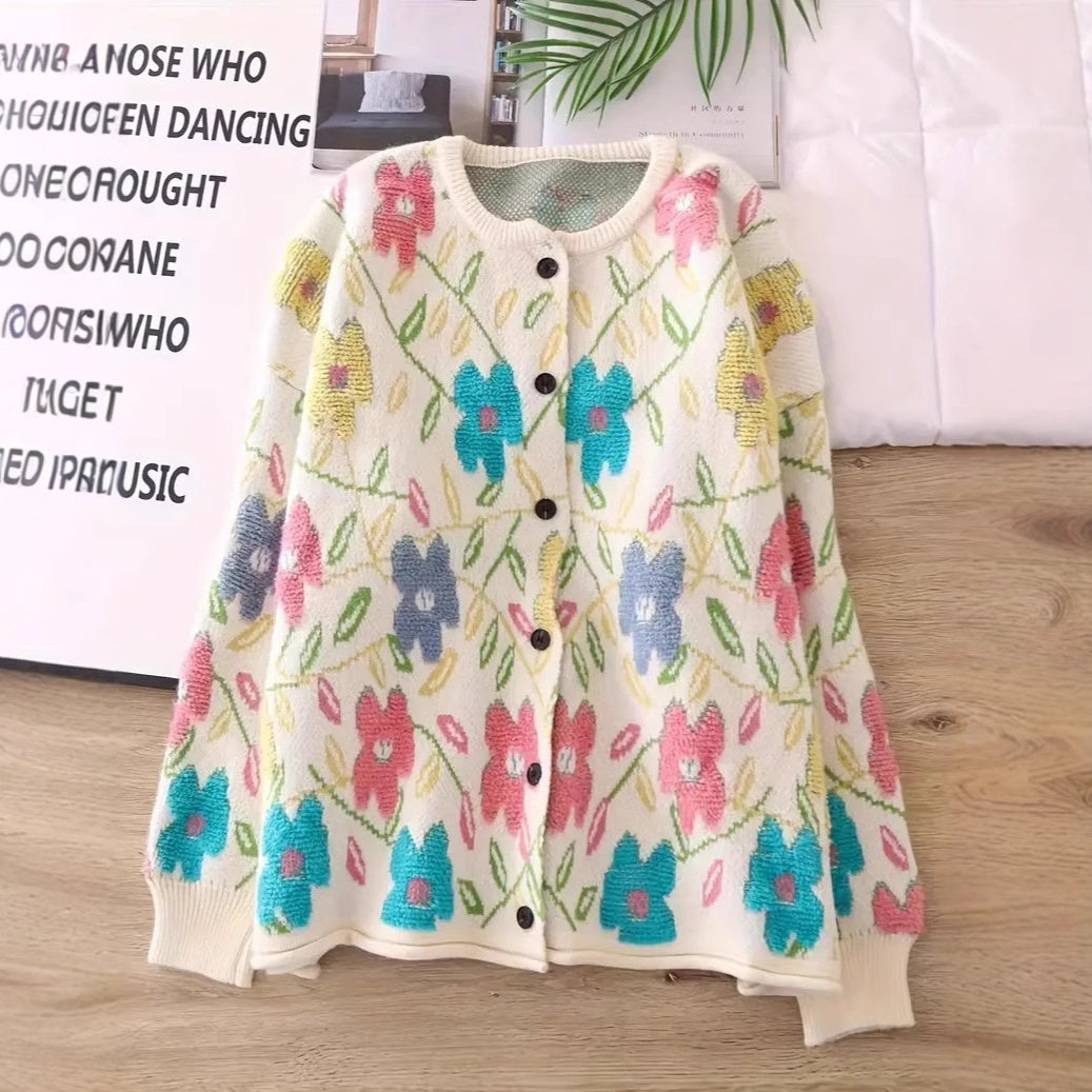 Casual Loose-fit Cozy-style Sweater Coat Versatile for Women