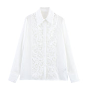 Sheer Embroidered Long-Sleeve Blouse