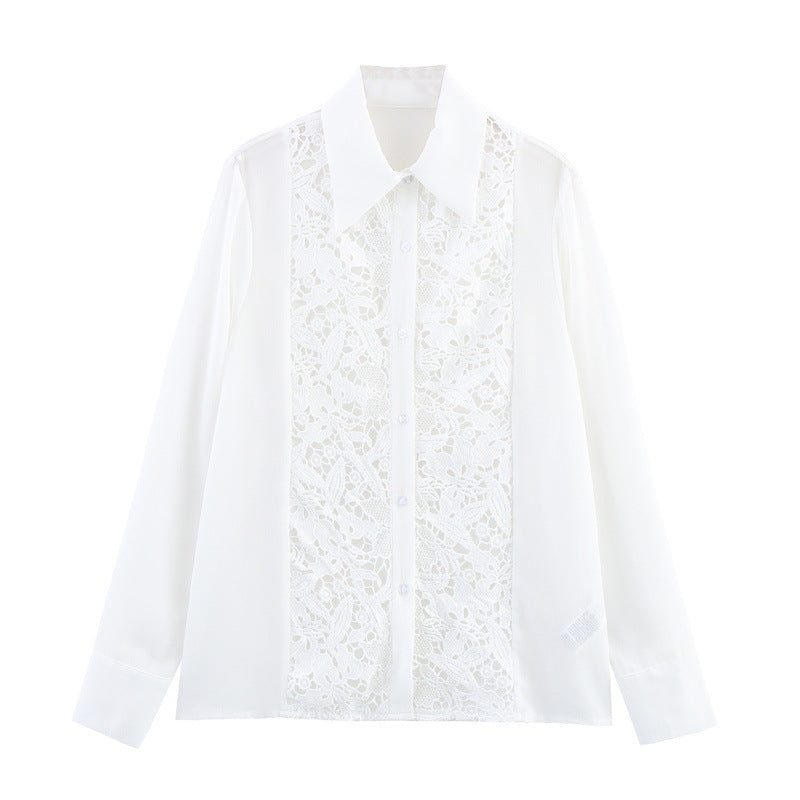 Sheer Embroidered Long-Sleeve Blouse