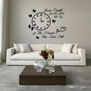 1pc "At This Moment Time Stands Still" Wall Decal with Heart & Butterfly Design - Removable Self-Adhesive Clock Art for Living Room, Bedroom, Study, Dining Room - Contemporary Plastic Home Decor, Clock Wall Decor