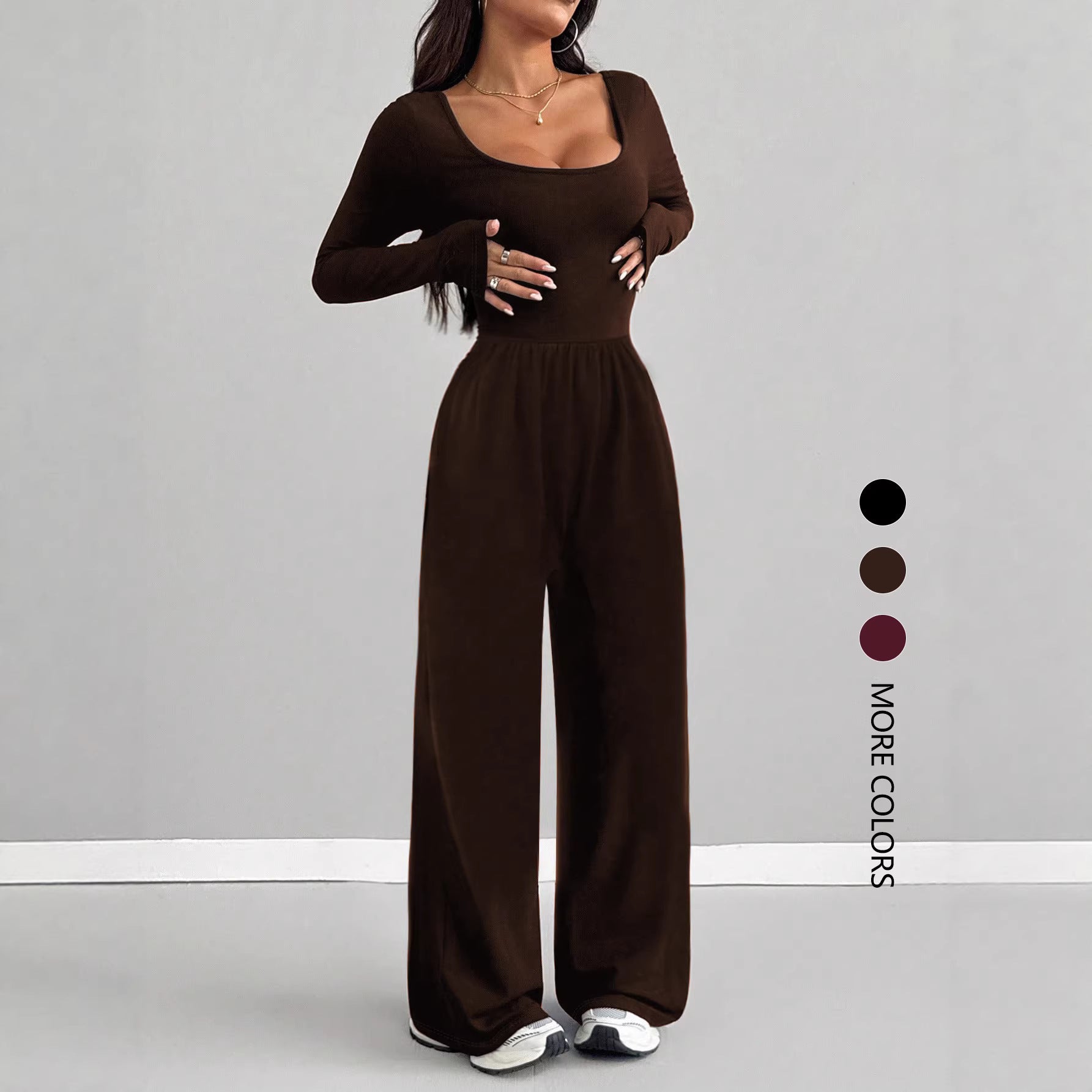 Womens Fashionable Casual Solid-Color Jumpsuit