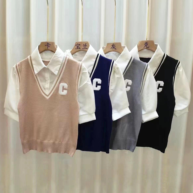 Women's Niche Design Short-sleeved Knitted Top