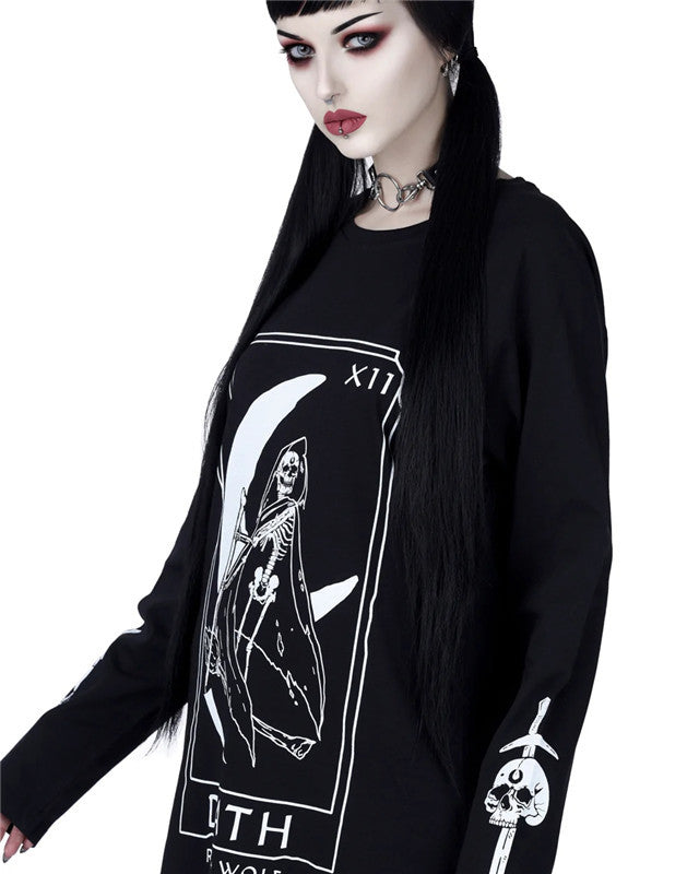 Gothic Dark Moon Letter Print Oversized Punk Sweater