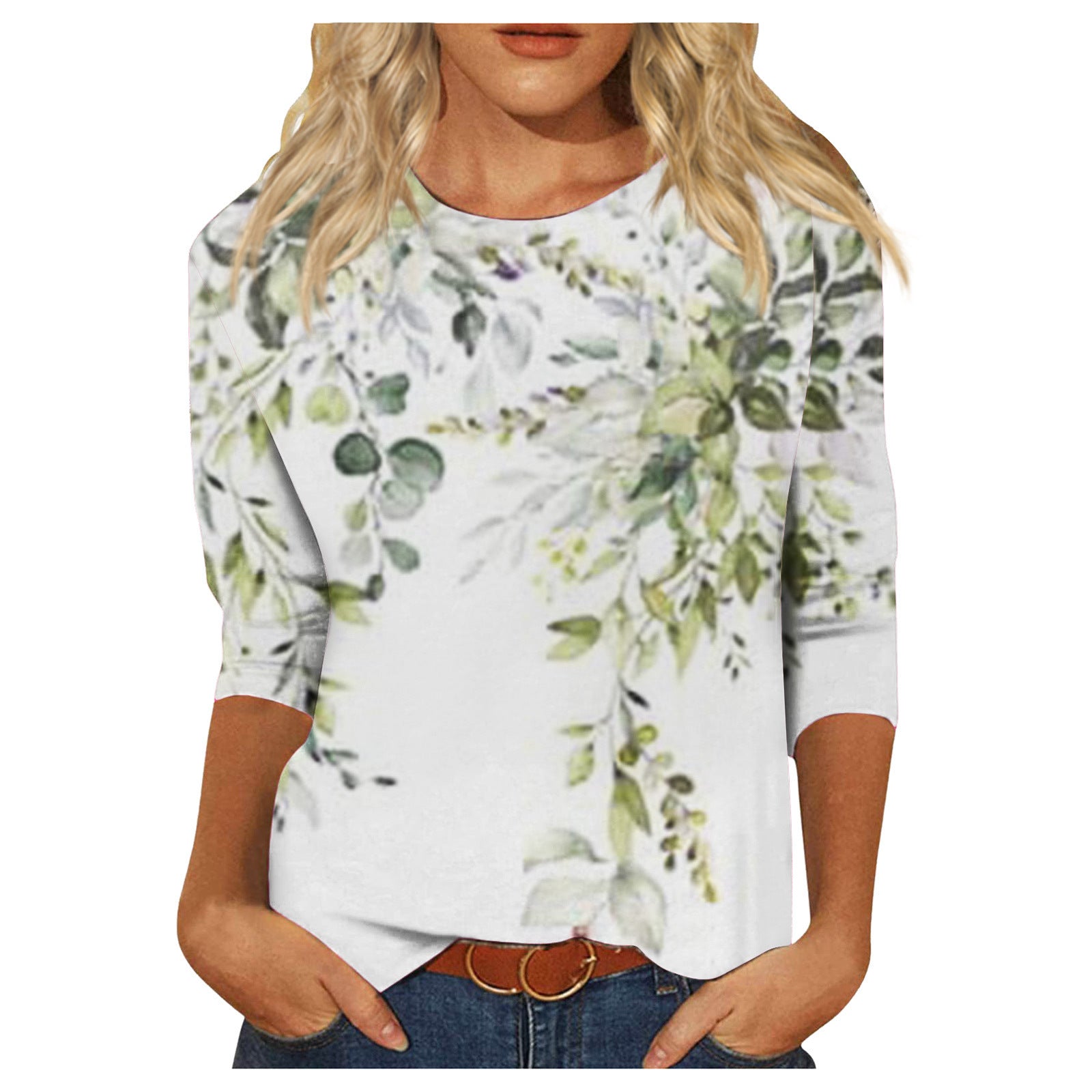 Round Neck Printed Casual Loose Long Sleeve