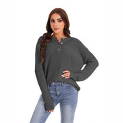 New Fallwinter Buttoned Crewneck Loosefit Sweater