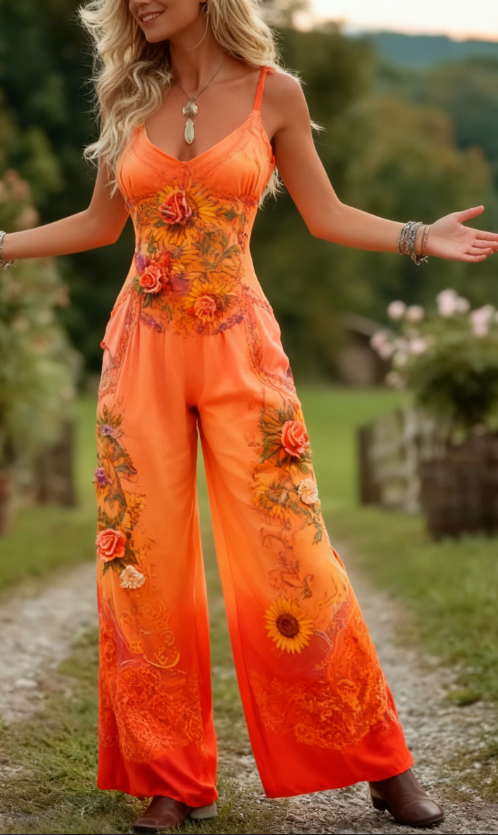 Casual Print Women's Tank Top Pantsuit