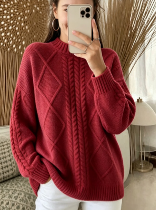 Women's Fashionable Long-sleeved Knitted Sweater