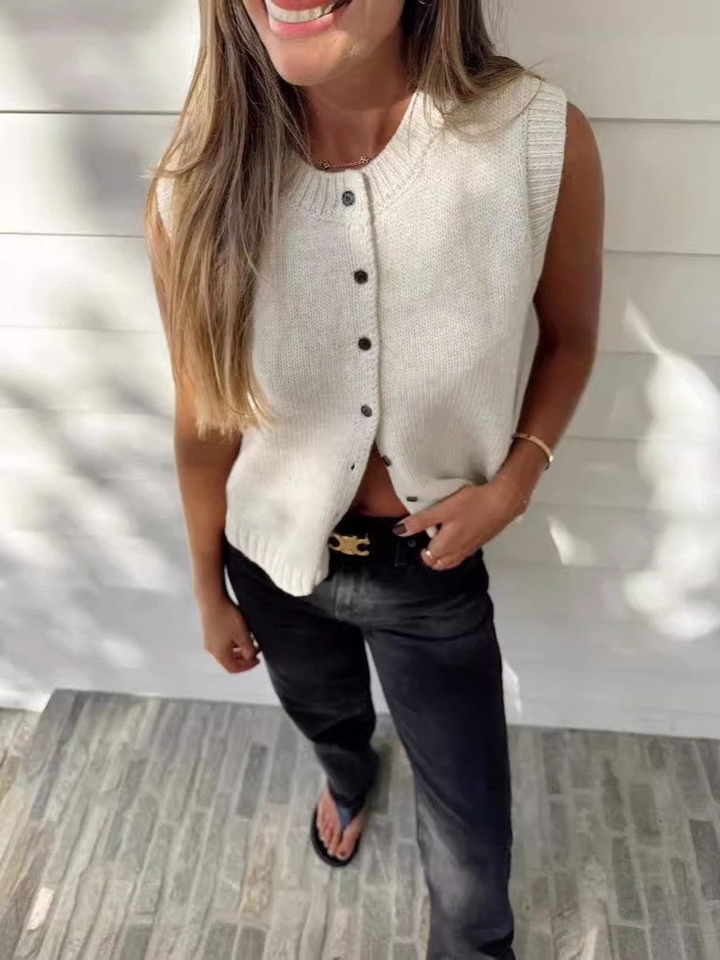 Single-breasted Hot Selling Sleeveless Knitted Vest