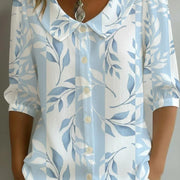 Women's Loose V-Neck Printed Short-Sleeve Shirt