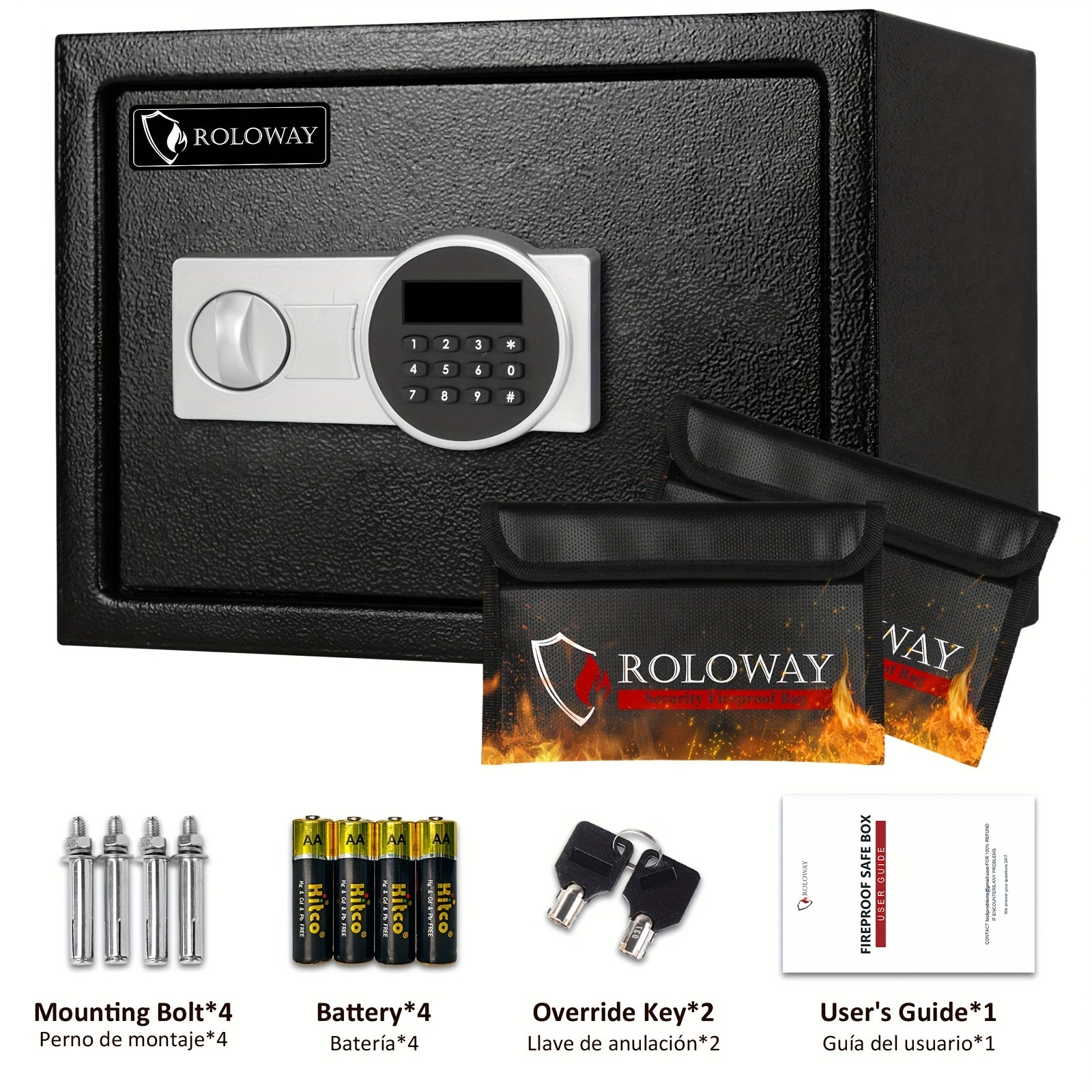 Heavy-Duty Fireproof Steel Safe with Cash Bag | Secure Home Safe Box with Keypad & Key Lock, Ideal for Storing Money, Documents, and Valuables