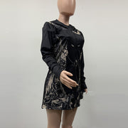 Women's Printed Casual Long Sleeve Hooded Jacket