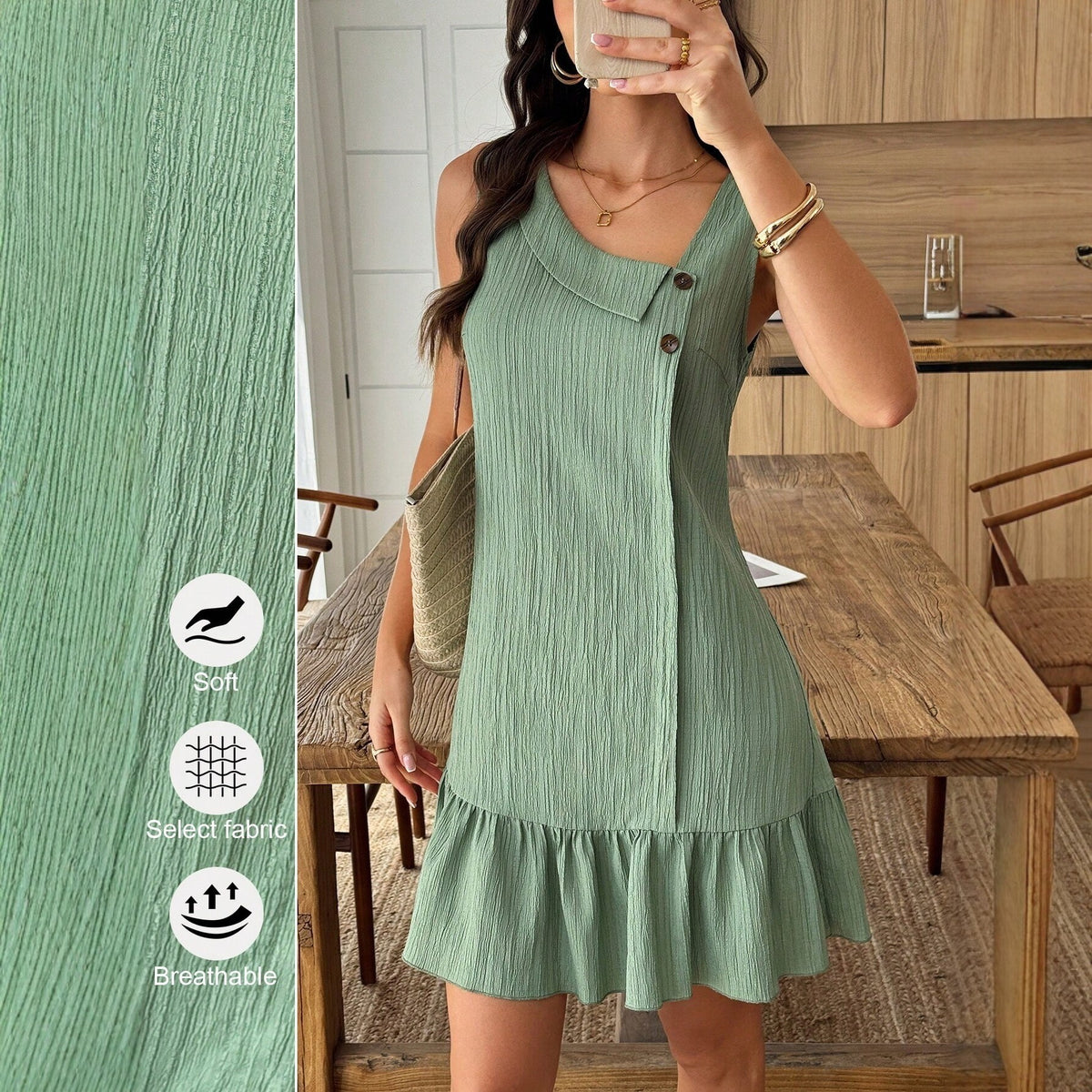 Ruffled Sleeveless A-line Flounce Dress