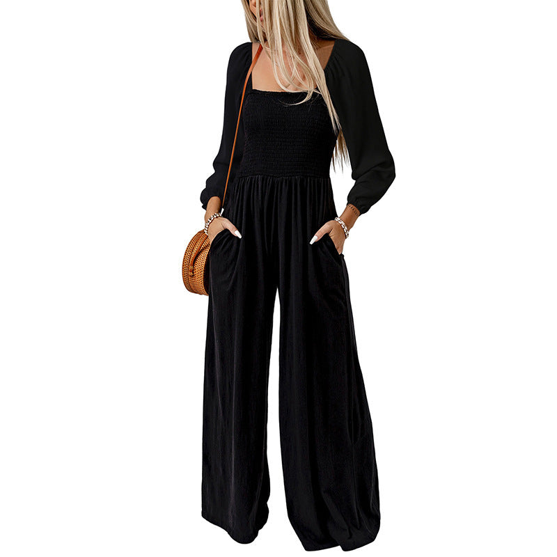Women's Solid Color High-Waist Wide Leg Trousers