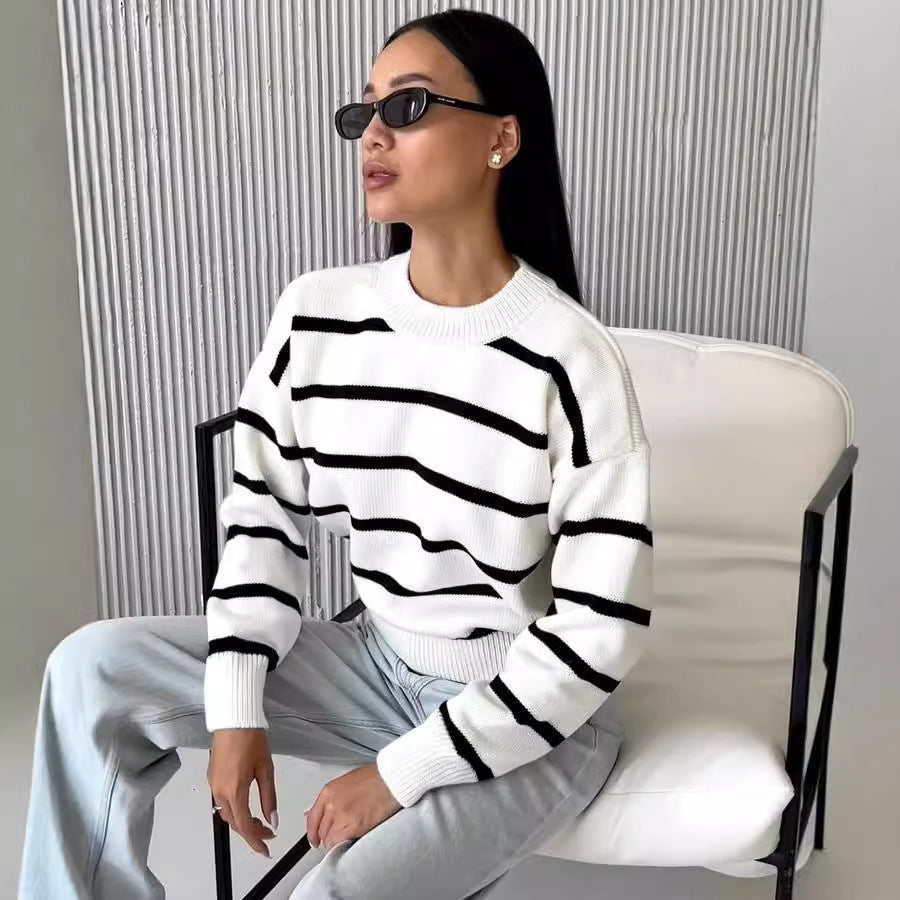 Women's Color‑Block Base Layer Top – Loose Fit Long‑Sleeve Pullover