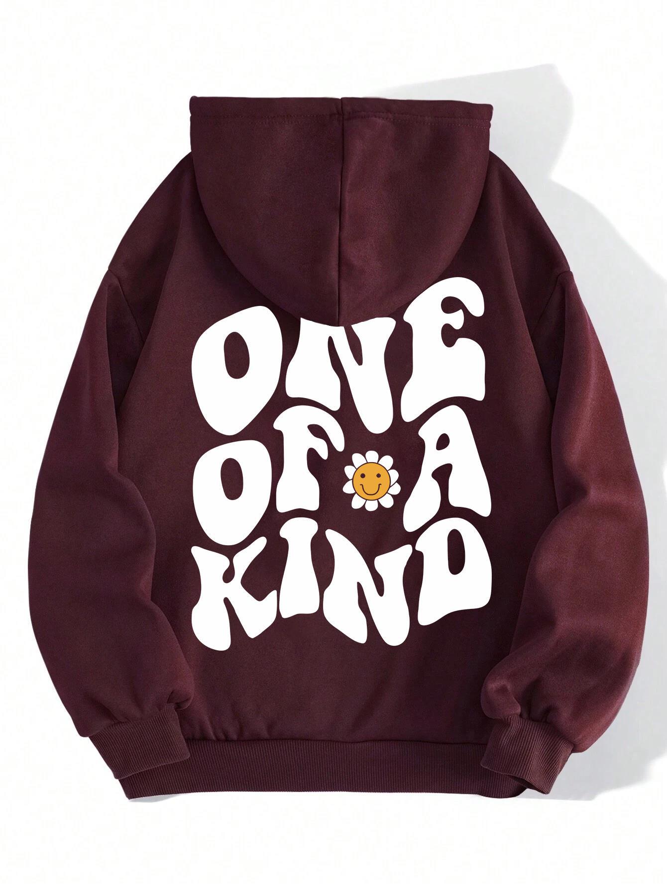Charming Chrysanthemum Smile Print Cozy Hoodie Sweater