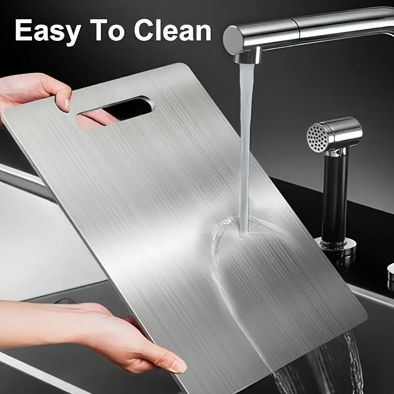 2025 Premium Cutting Board - Double-Sided, Stainless Steel Material for Kitchen and Dining Use, Cost-Effective Design Suitable for Small Kitchens, RVs, Easy to Clean, Durable and Safe, Ideal for Ve...