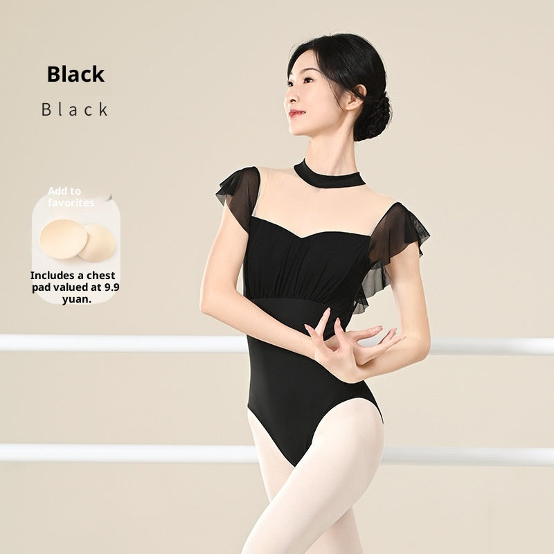 Women's Flared Sleeve Ballet Leotard Solid Casual Bodysuit