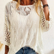 Sexy Hollow-Out Knitted Long Sleeve Top for Women