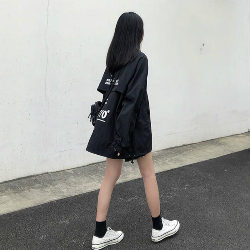 Trendy College Style Loose Print Patchwork Long Sleeve Hoodie