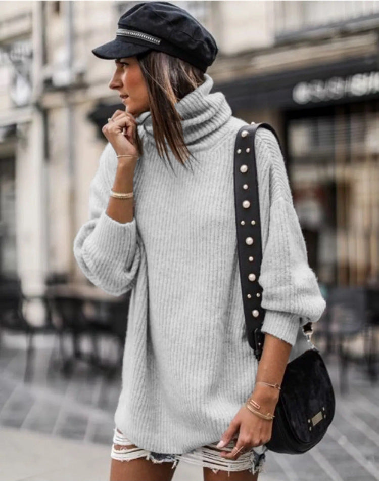 European and American Pullover Mid-length Women's Sweater Dress