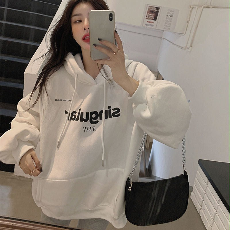 Women's Cozy Loose Fit Hooded Sweatshirt Coat