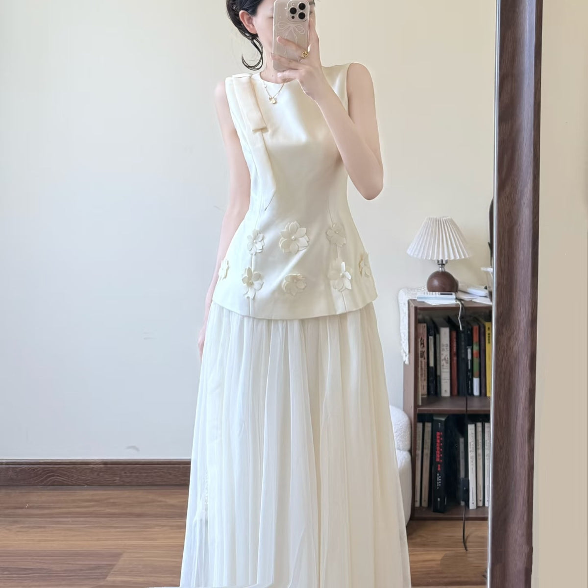 Chic Floral Sleeveless Top & Long Skirt Set