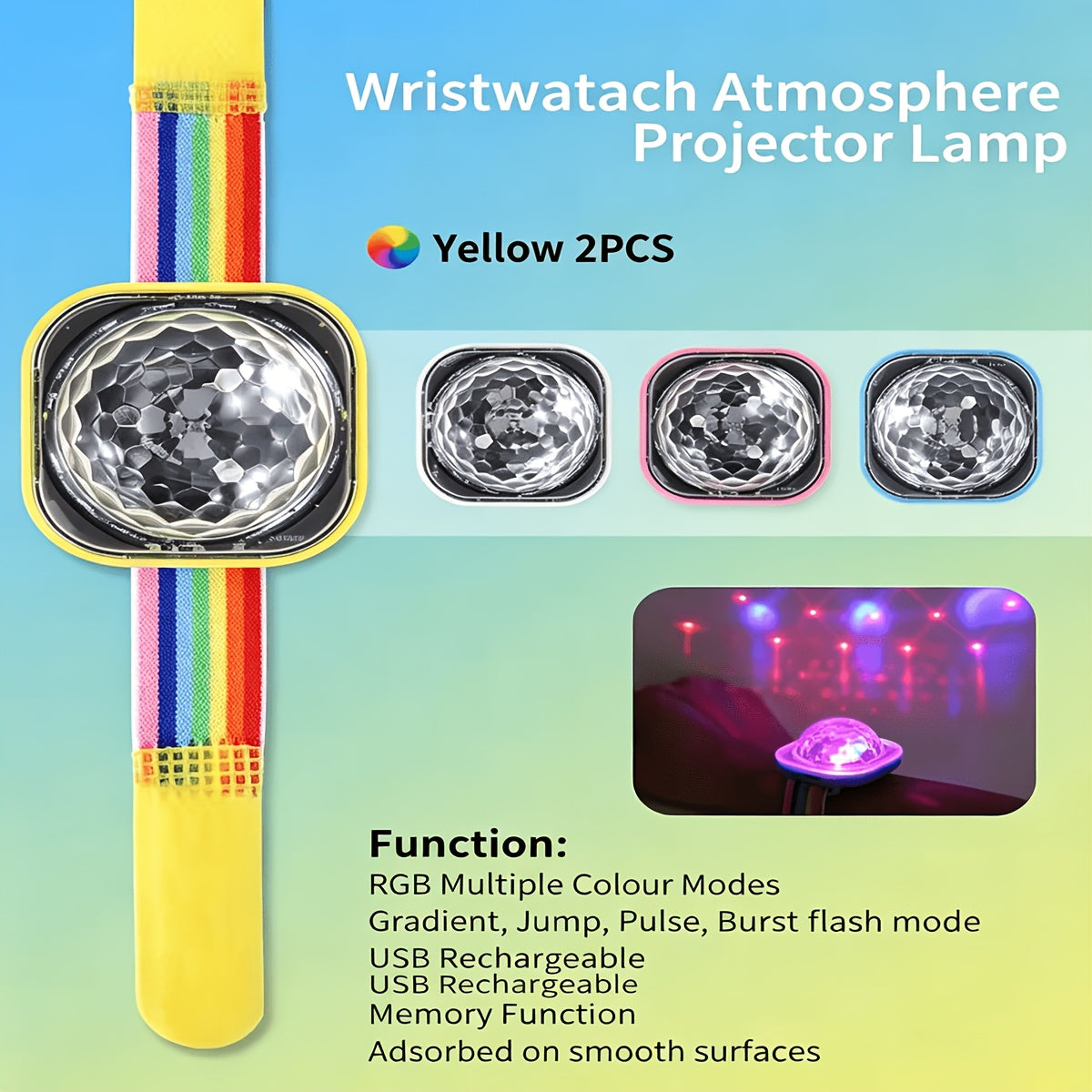 Wrist‑Wearable Projection Lamp – Adjustable Multicolor Starry Ambient Light, Handheld Portable
