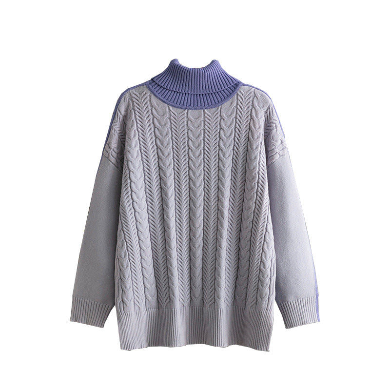 Two-tone Patchwork Jacquard Loose Western-style Slimming Top for Women