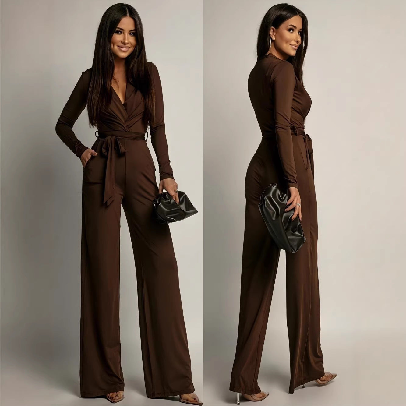Women's Elegant Solid-Color Knitted Jumpsuit