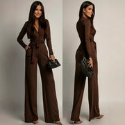 Women's Elegant Solid-Color Knitted Jumpsuit