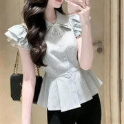 Elegant Striped Shirt With Fly Sleeves