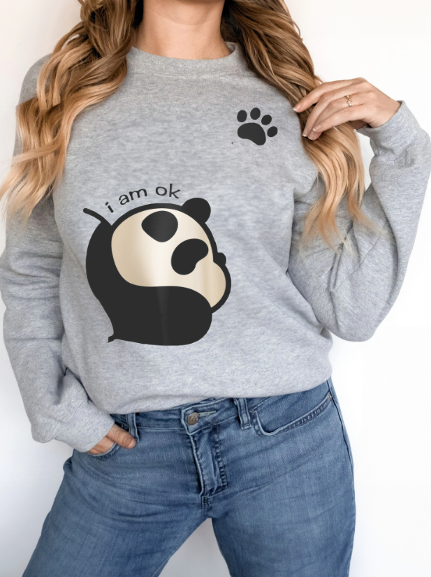 Cute Panda Print Long Sleeve Women's Hoodie