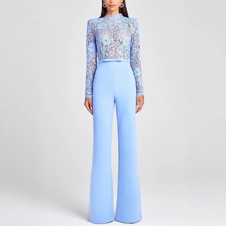 Women's Elegant Lace Tassel Long Sleeve Jumpsuit