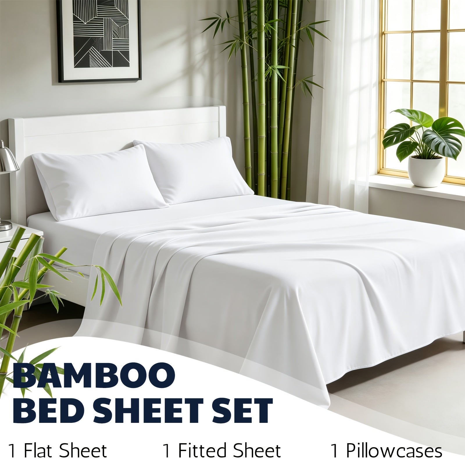 Cooling Bamboo Fiber Sheet Set – 16‑Inch Extra‑Deep Pocket, Twin to King Sizes