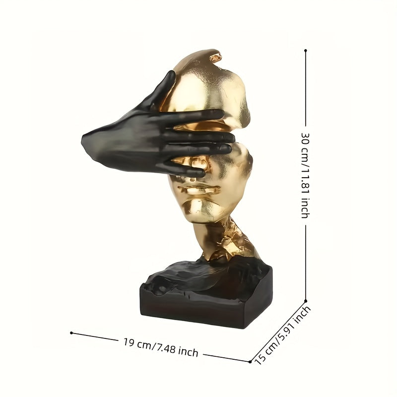 11.8 inch black and gold abstract eye sculpture for modern home decor